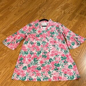 Floral Pink and Green Dress